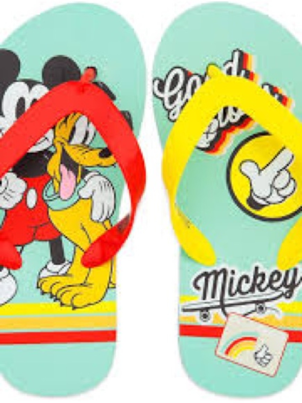 New Disney Mickey Mouse Kids Flip-Flops with Red and Yellow Straps